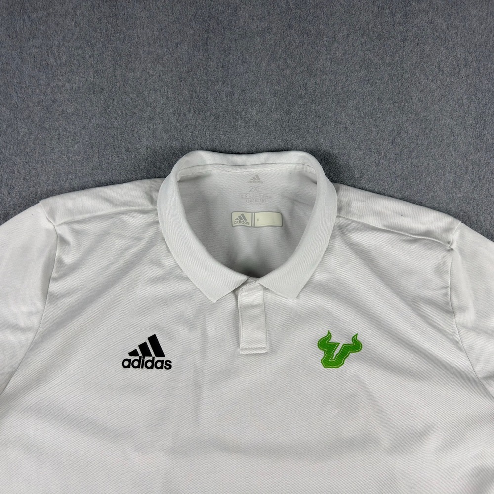 USF Bulls Baseball Adidas Polo Shirt White Team Issued Mens 2XL XXL